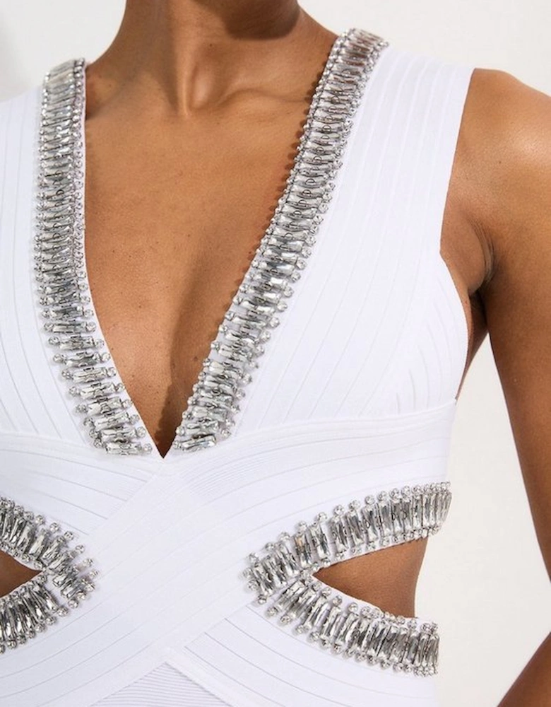 Embellished Trim Cut Out Swimsuit