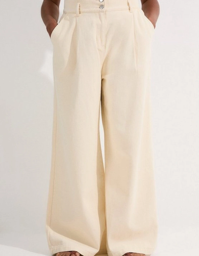 Plus Size Denim Wide Leg Trousers