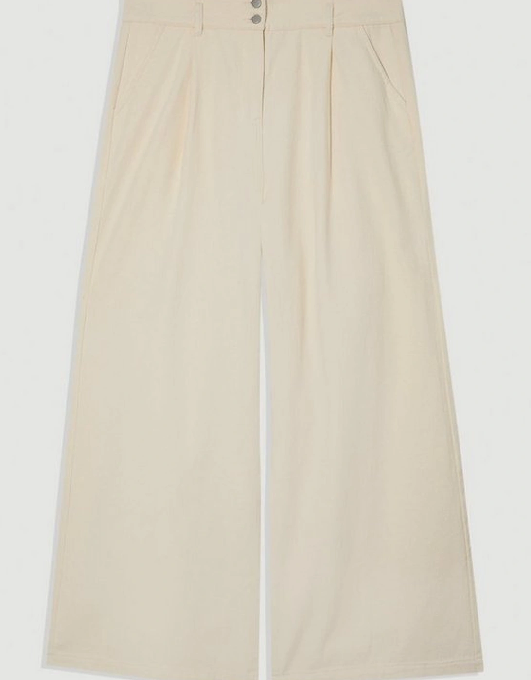 Plus Size Denim Wide Leg Trousers