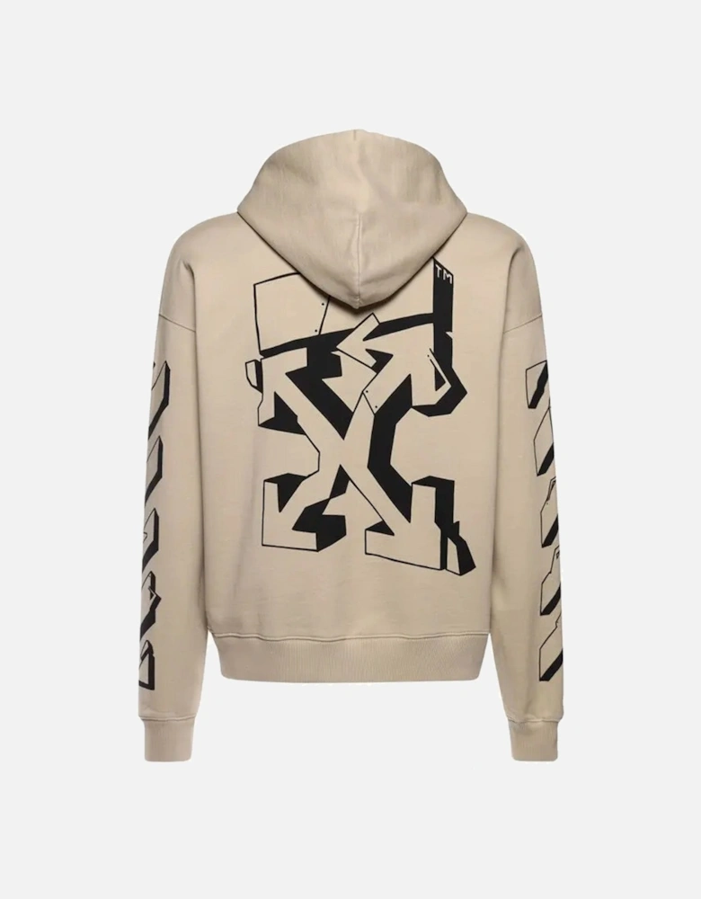 Graffiti Outline Hoodie in Dark Sand