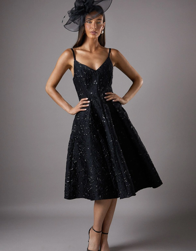 Jacquard Cami Midi Dress