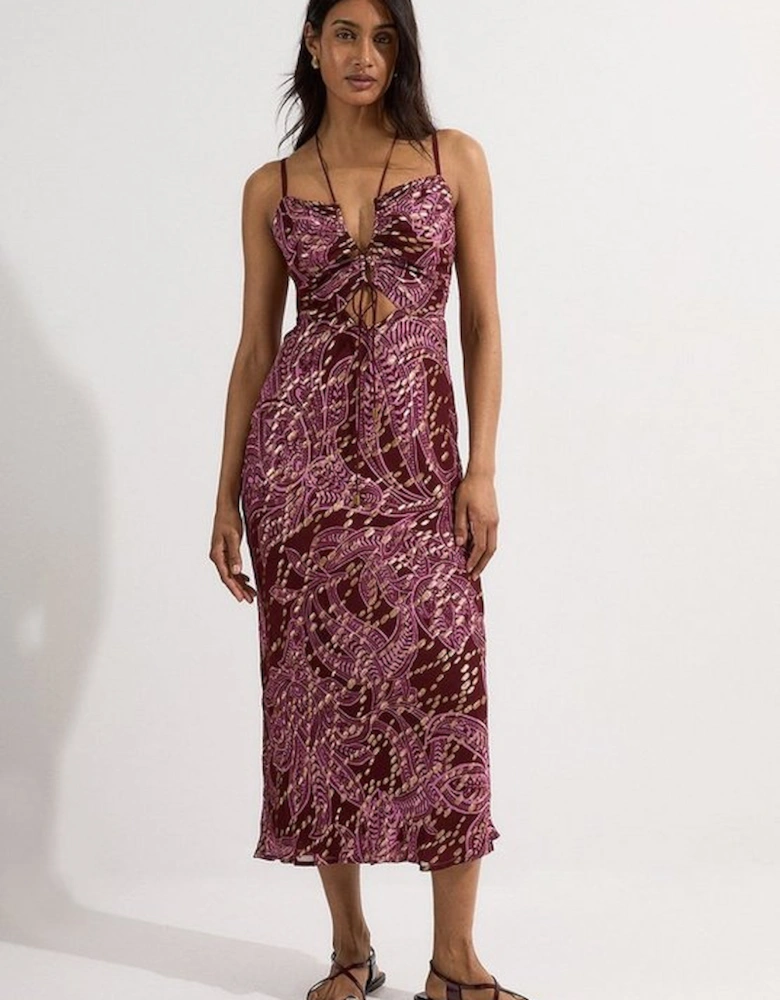 Viscose Sparkle Tie Detail Strappy Woven Maxi Dress