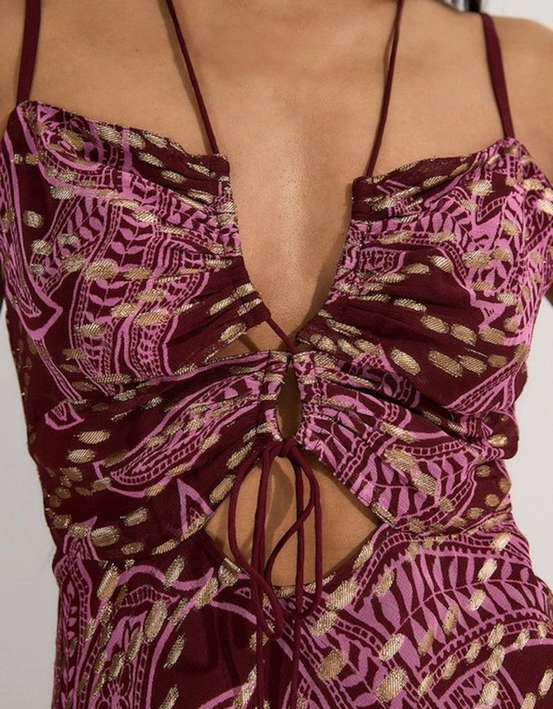 Viscose Sparkle Tie Detail Strappy Woven Maxi Dress
