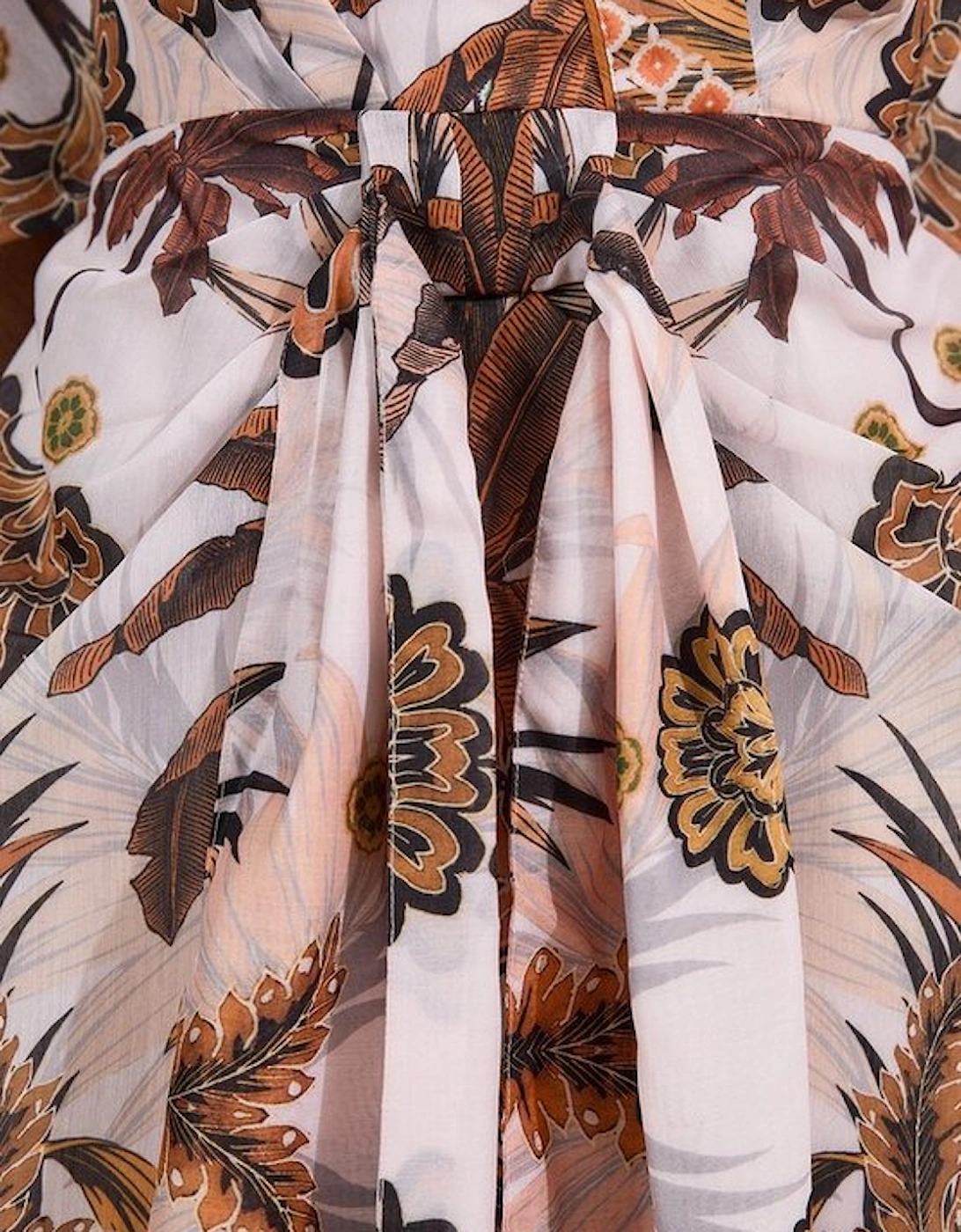 Petite Abstract Print Cotton Kimono Sleeve Woven Mini Dress
