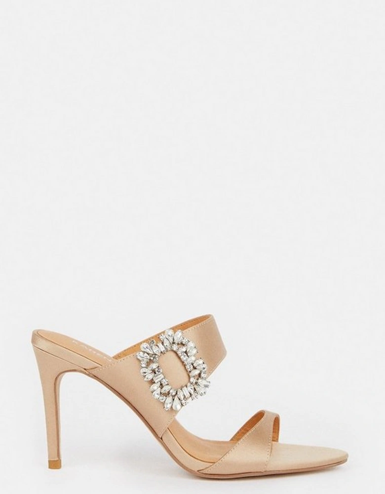 Diamante Brooch Stiletto Heel Mule