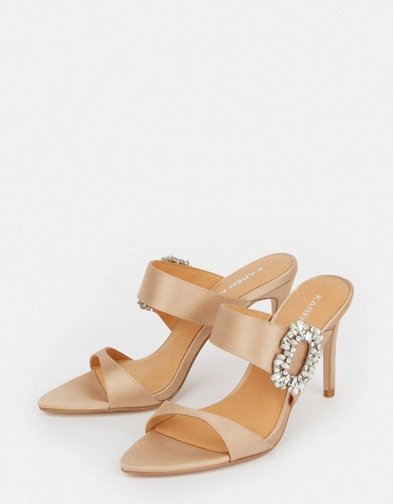 Diamante Brooch Stiletto Heel Mule