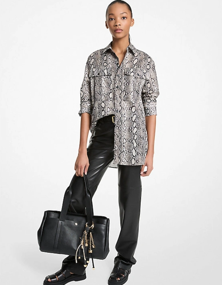 Snake Print Cotton Lawn Shirt