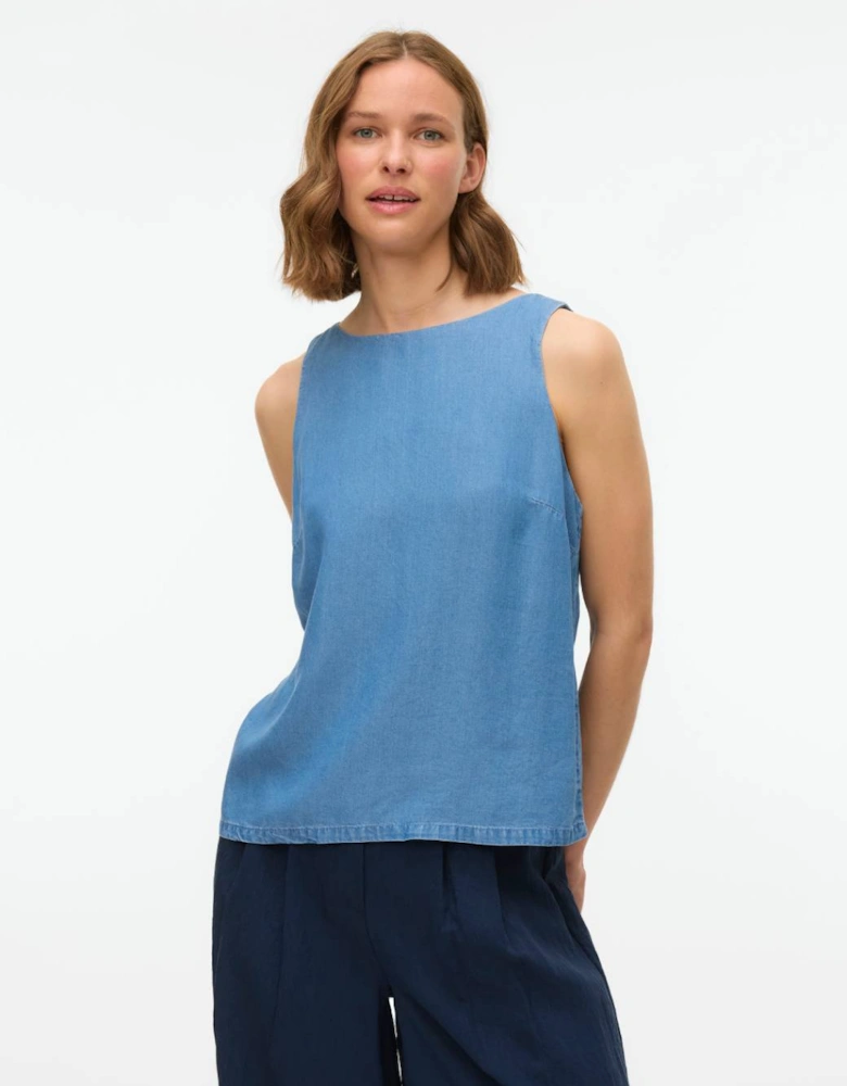Fleur Sleeveless Tencel Top Medium Blue Denim