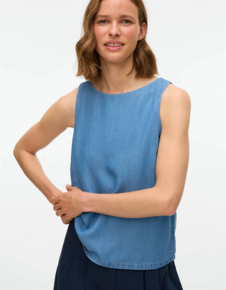 Fleur Sleeveless Tencel Top Medium Blue Denim