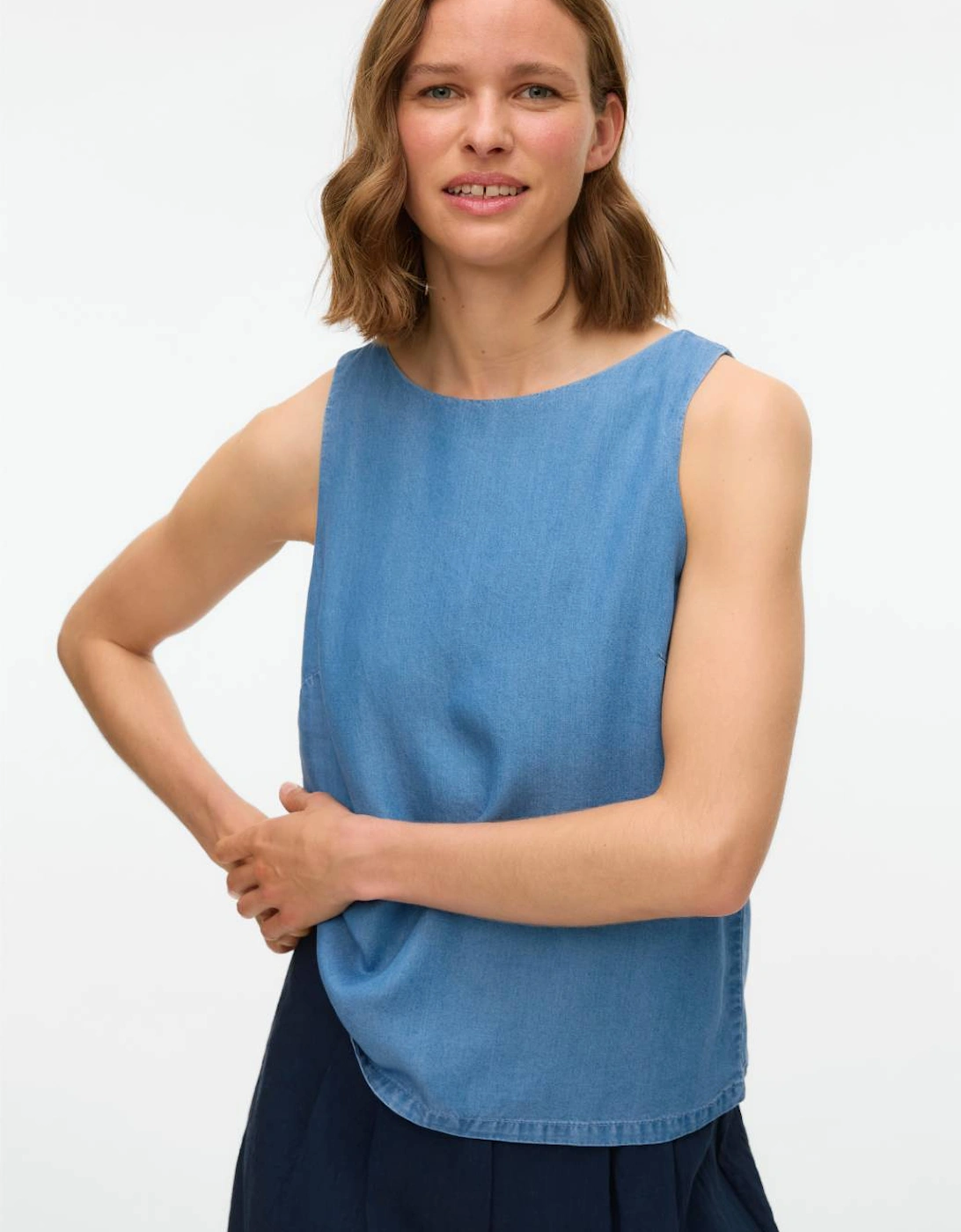 Fleur Sleeveless Tencel Top Medium Blue Denim