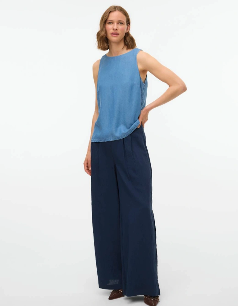 Fleur Sleeveless Tencel Top Medium Blue Denim