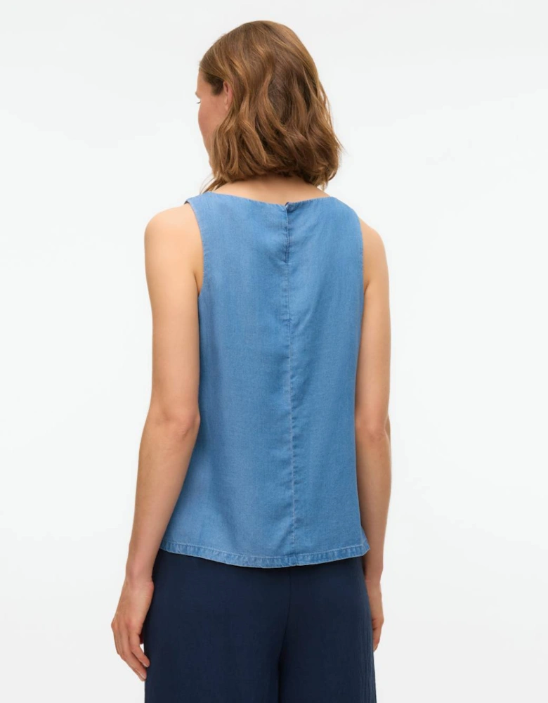 Fleur Sleeveless Tencel Top Medium Blue Denim
