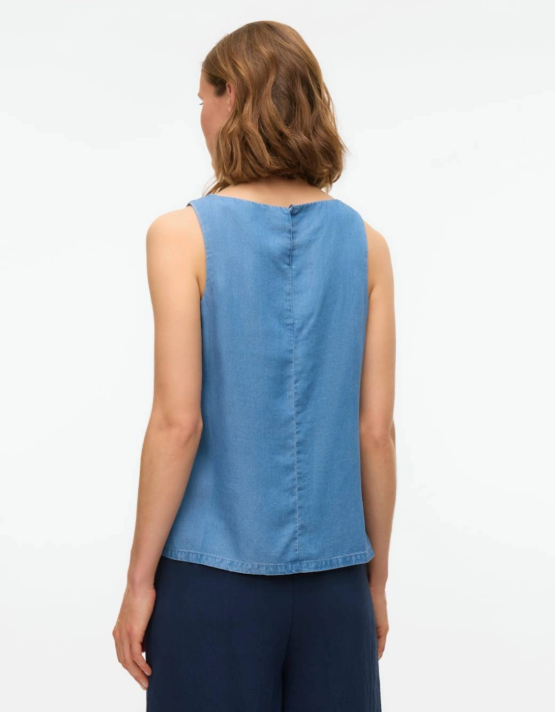 Fleur Sleeveless Tencel Top Medium Blue Denim