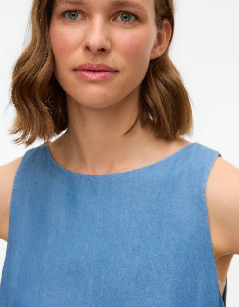 Fleur Sleeveless Tencel Top Medium Blue Denim