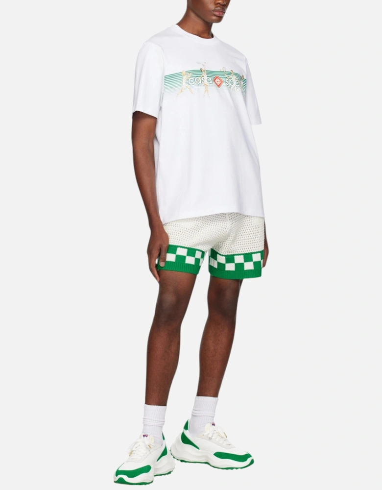 Men Playful Stripes Printed T-Shirt Short Sleeve Crew Neck Tennis Tee