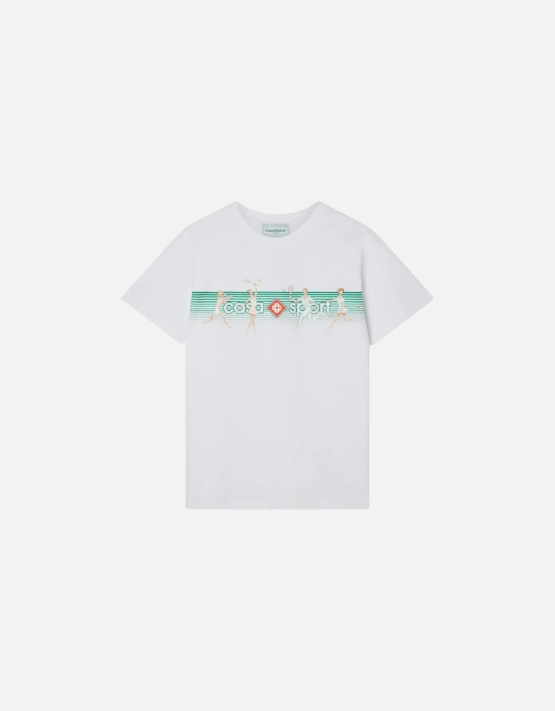 Men Playful Stripes Printed T-Shirt Short Sleeve Crew Neck Tennis Tee