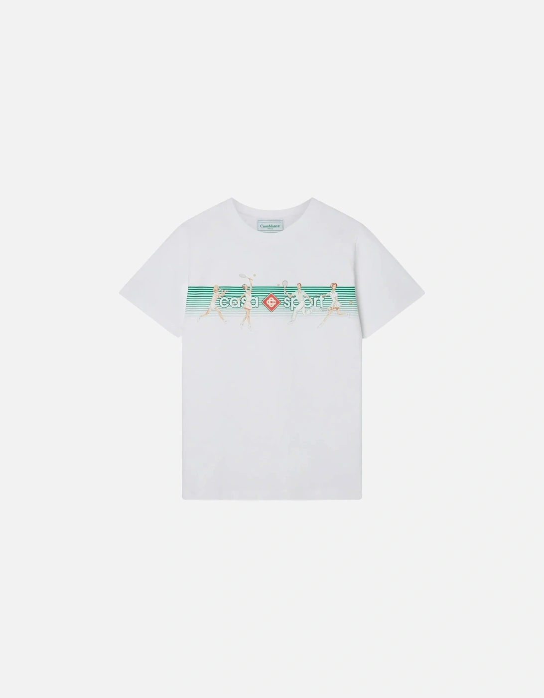 Men Playful Stripes Printed T-Shirt Short Sleeve Crew Neck Tennis Tee