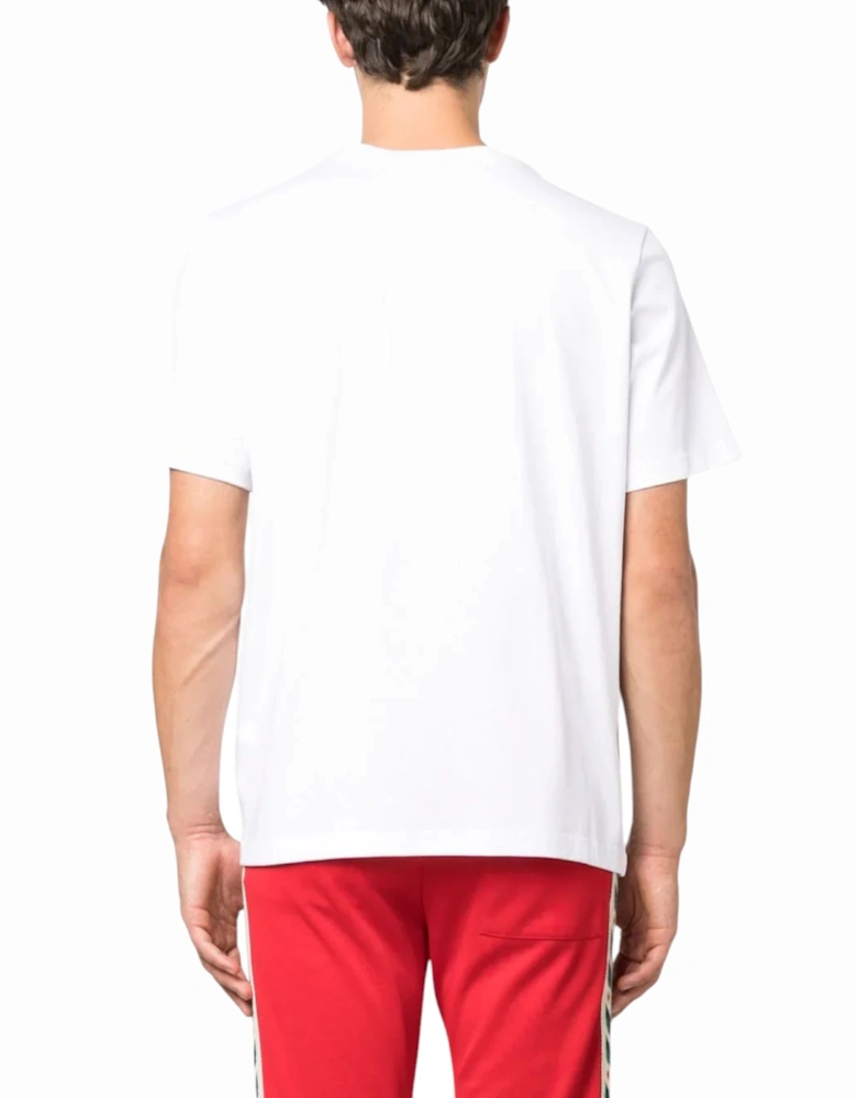 Men Playful Stripes Printed T-Shirt Short Sleeve Crew Neck Tennis Tee