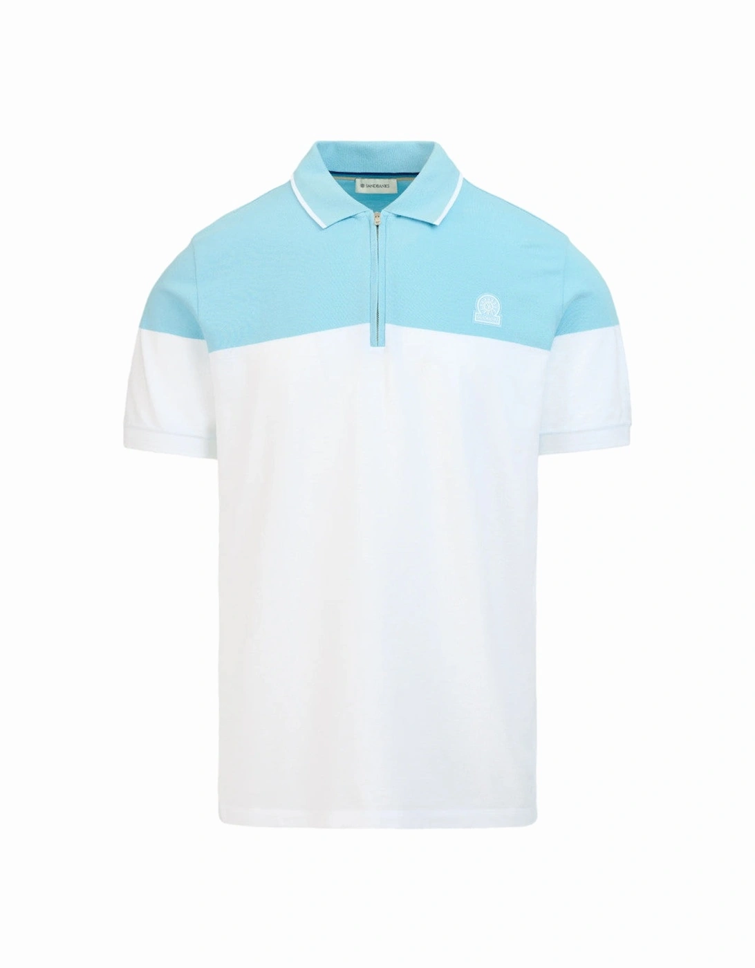 Colour Block Zip Polo Shirt Crystal Blue, 4 of 3