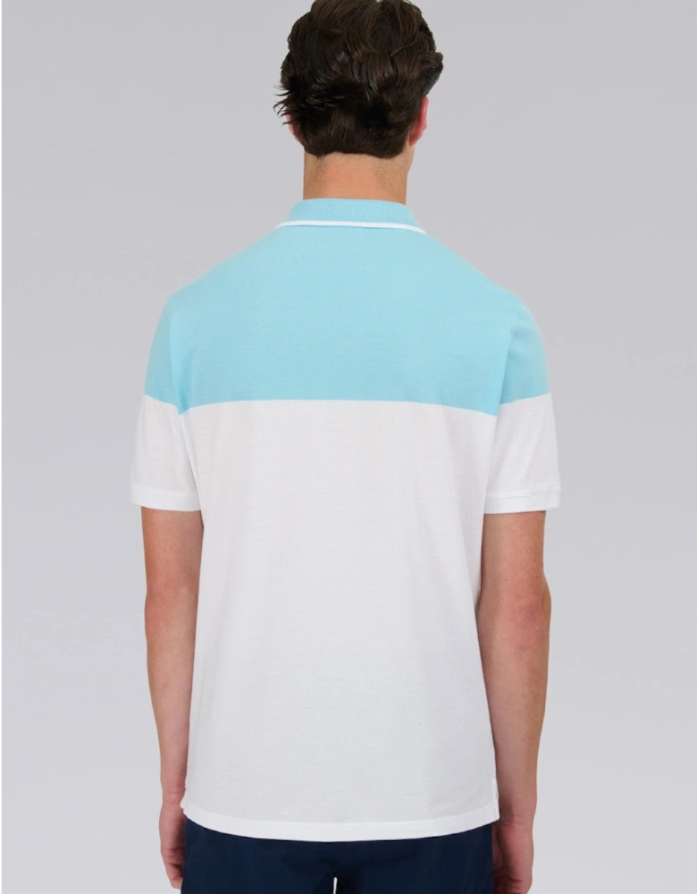 Colour Block Zip Polo Shirt Crystal Blue