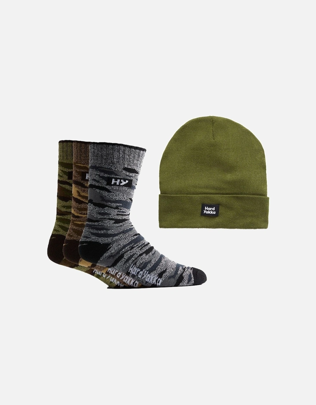 Hard Yakka Unisex Green Sock & Beanie Bundle Polyester Adults's Hats & Socks Set