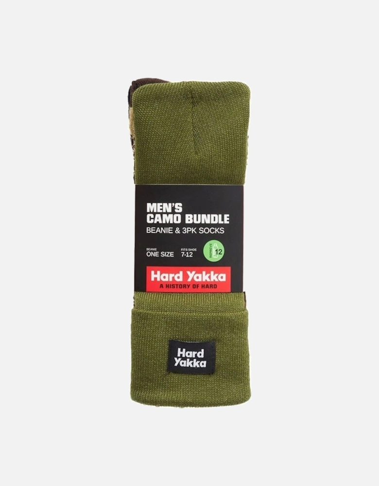 Sock & Beanie Bundle Polyester Unisex Adults Green Hats & Socks Set