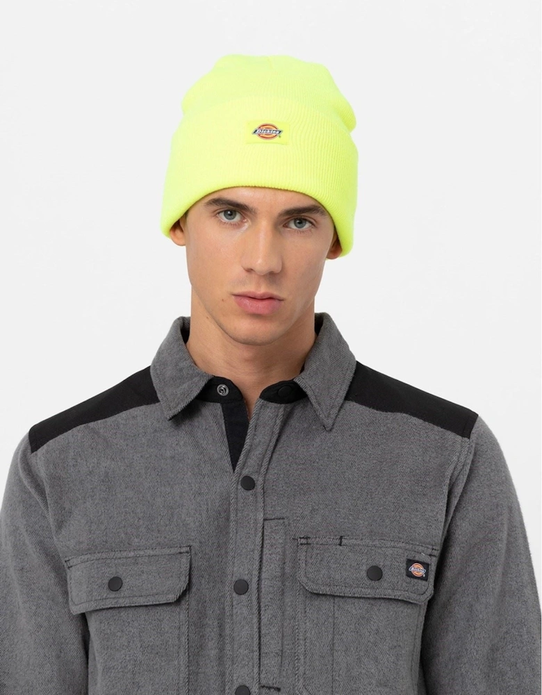 Acrylic Cuffed Unisex Adults Yellow Beanie Hat