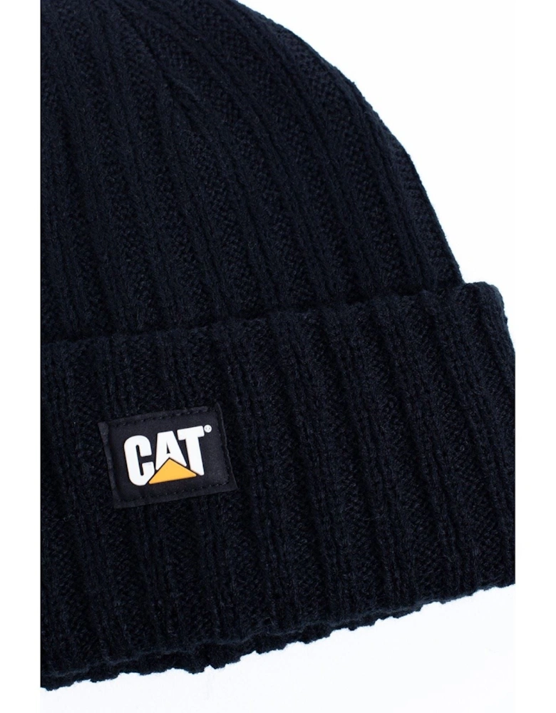 Rib Watch Unisex Adults Black Beanie Hat