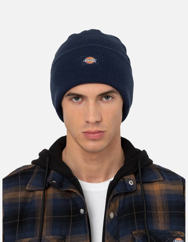 Acrylic Cuffed Unisex Adults Blue Beanie Hat