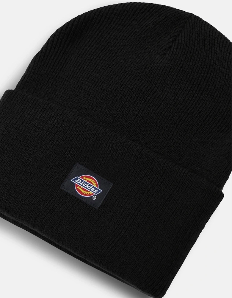 Acrylic Cuffed Unisex Adults Black Beanie Hat