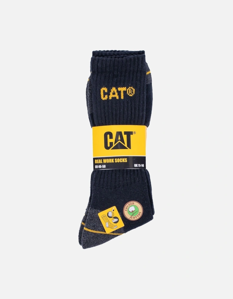 CAT Crew Cotton Men's Black Work Socks