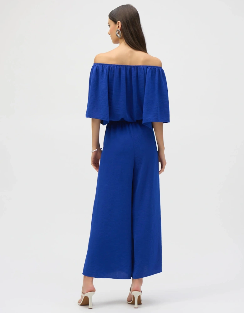 Gauze off shoulder culotte jumpsuit