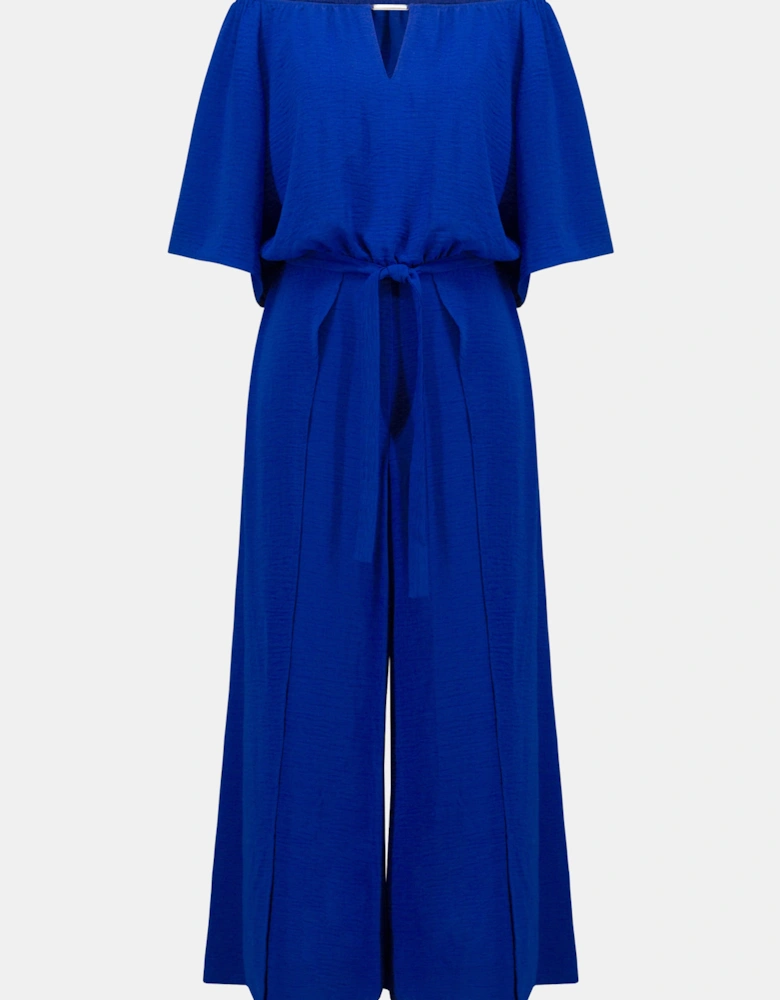 Gauze off shoulder culotte jumpsuit