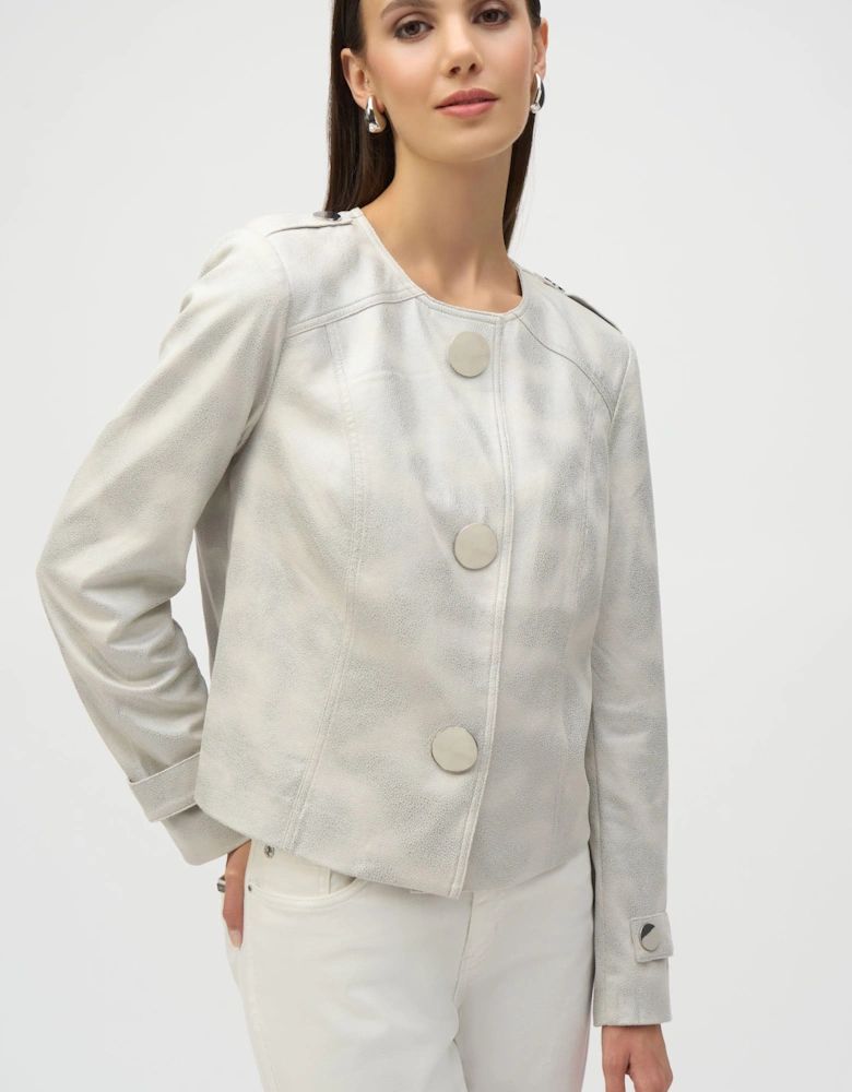 Foiled faux suede boxy jacket