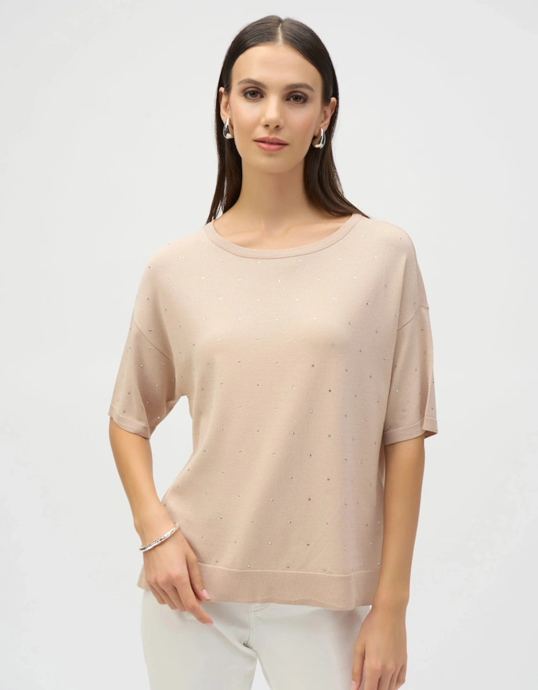 Sweater knit elbow length pullover
