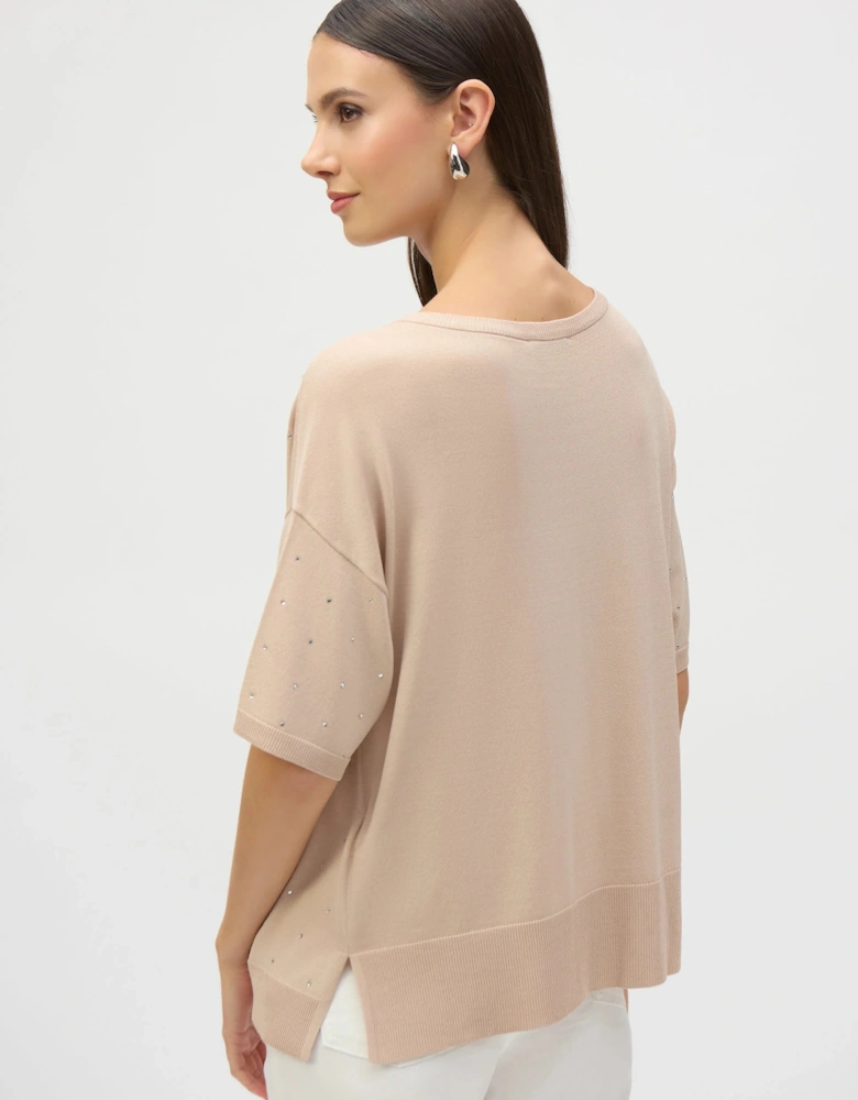 Sweater knit elbow length pullover