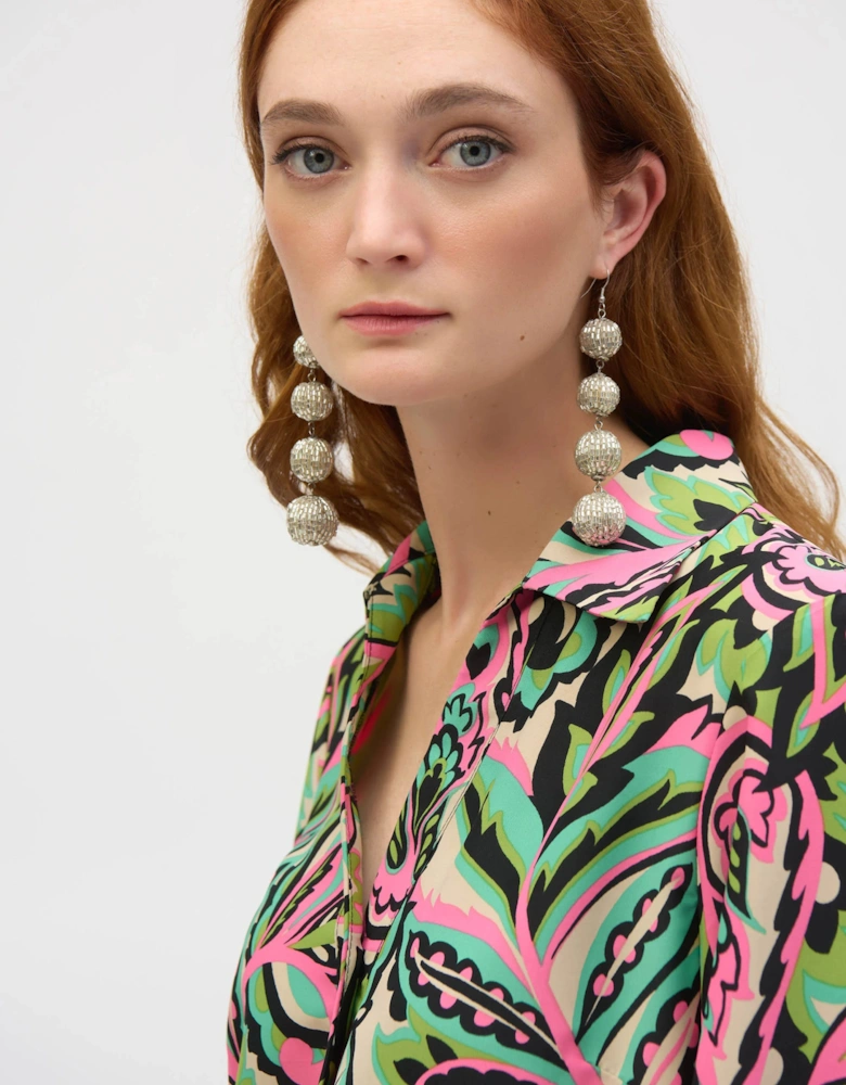 Woven paisley print boxy top