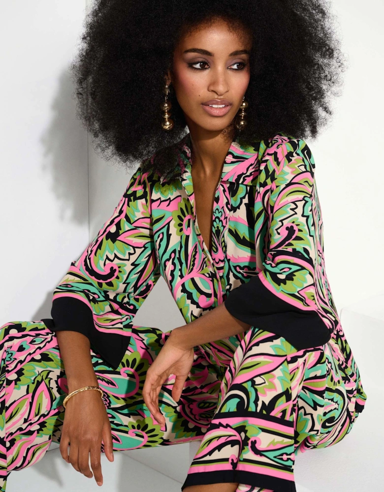 Woven paisley print boxy top