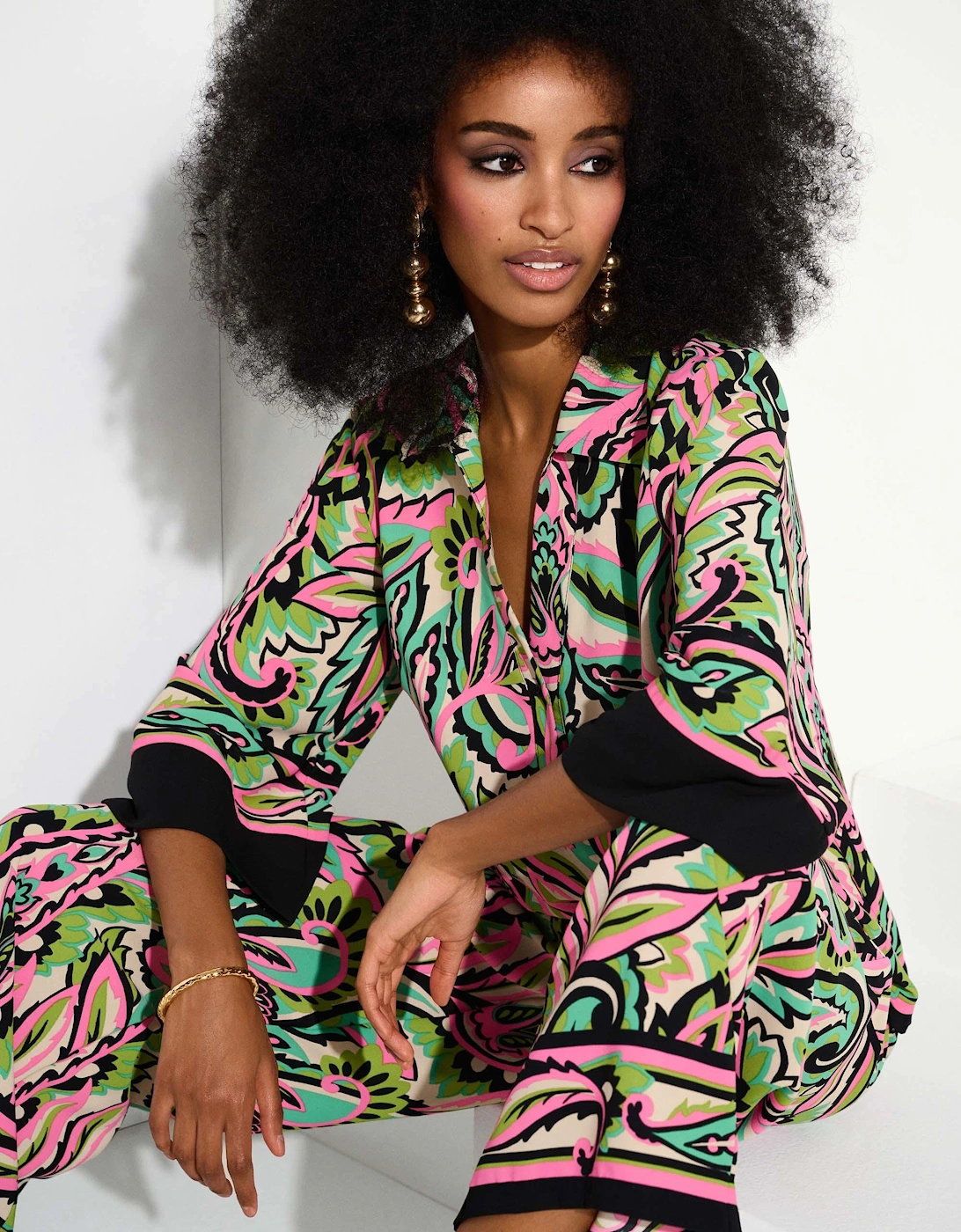 Woven paisley print boxy top