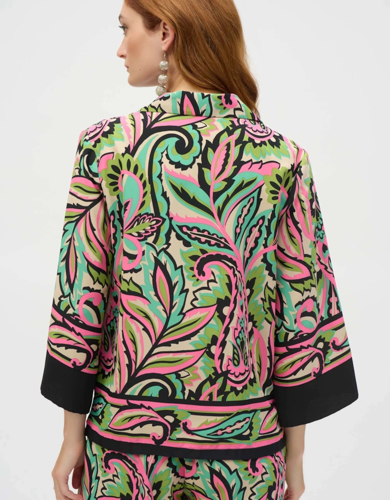 Woven paisley print boxy top