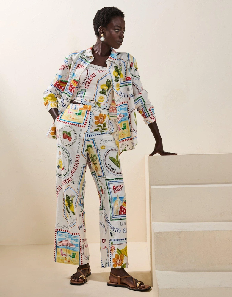 Lydia Oversized Linen Shirt - Multi
