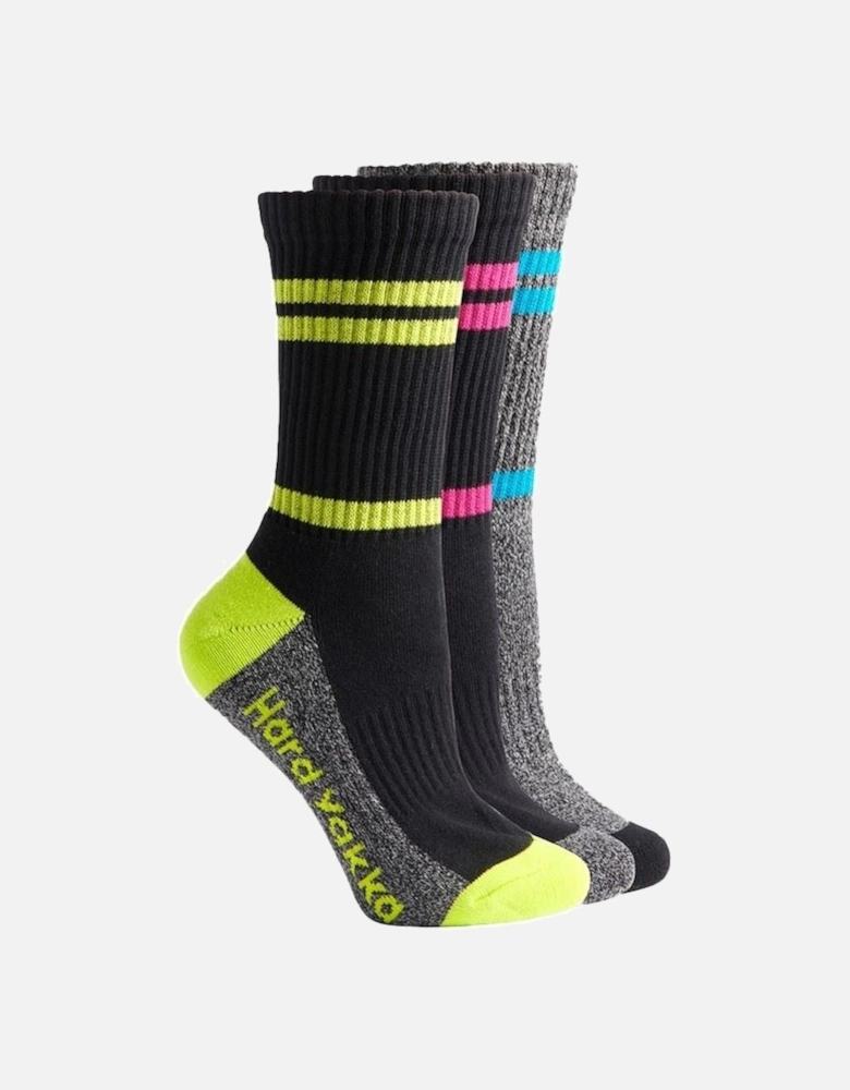Crew 3 Pack Cotton Women's Multicoloured Work Socks