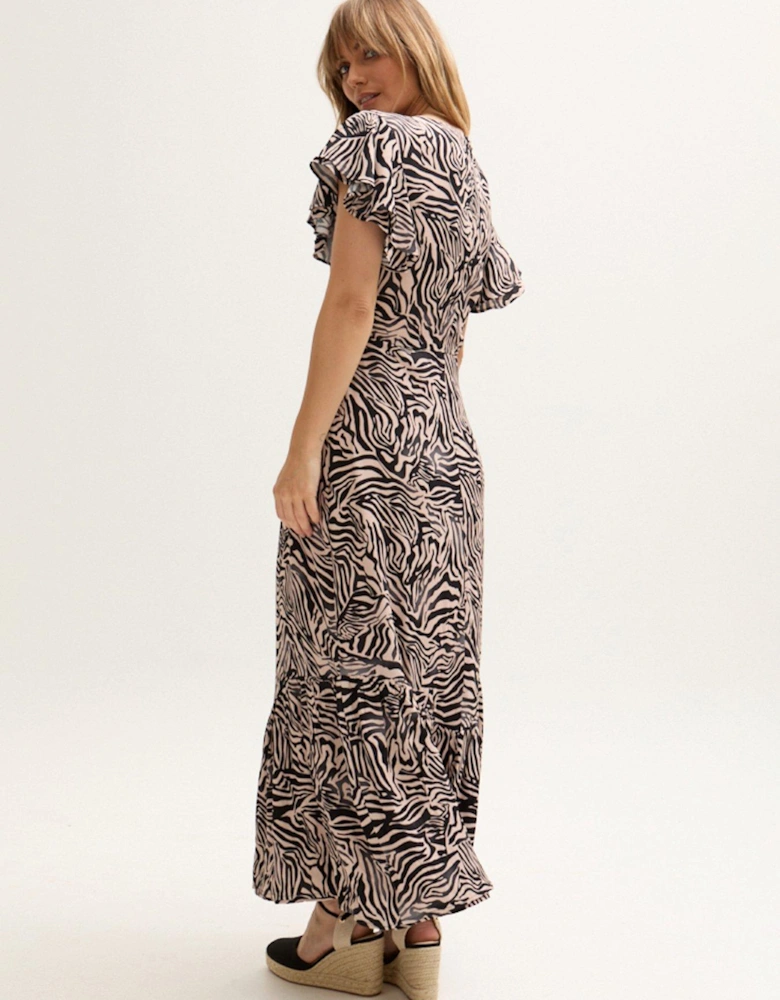 Zelda Tiered Zebra Print Maxi Dress - Multi