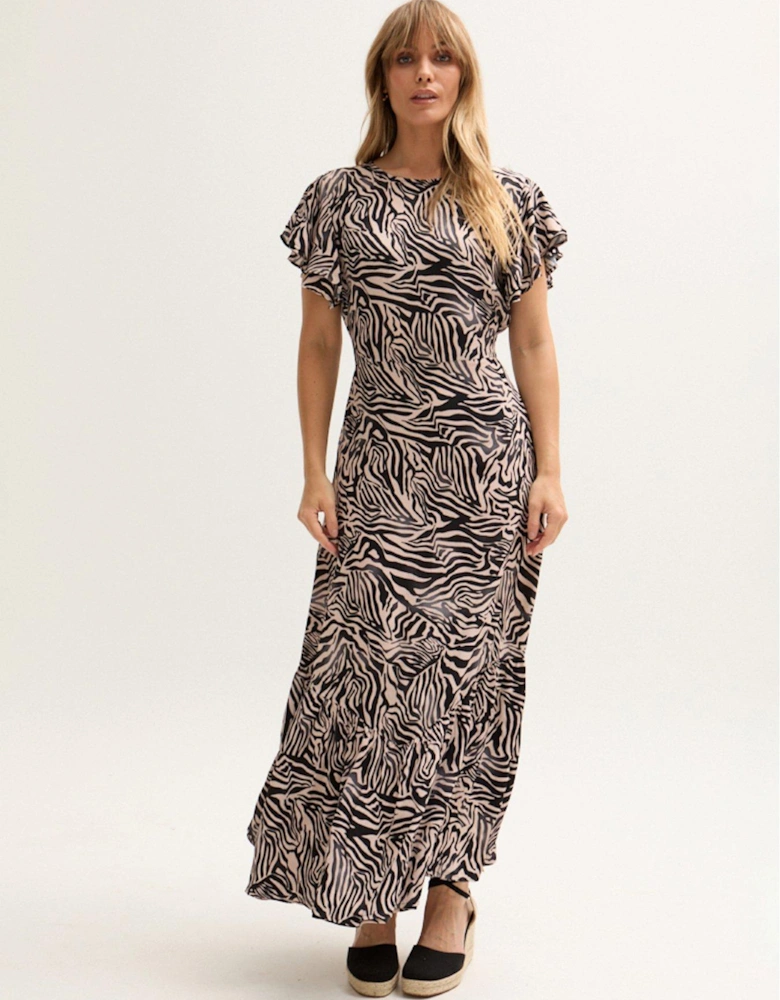 Zelda Tiered Zebra Print Maxi Dress - Multi