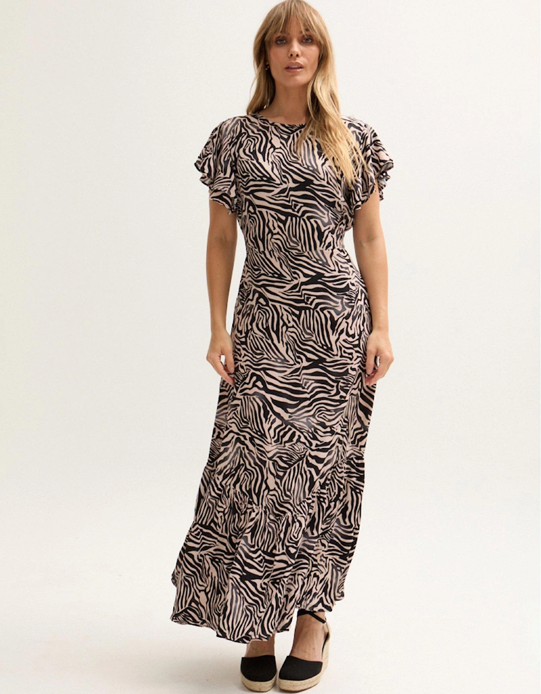 Zelda Tiered Zebra Print Maxi Dress - Multi