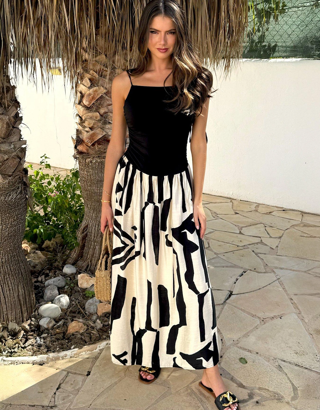 Strappy Mono Print Maxi Dress, 2 of 1