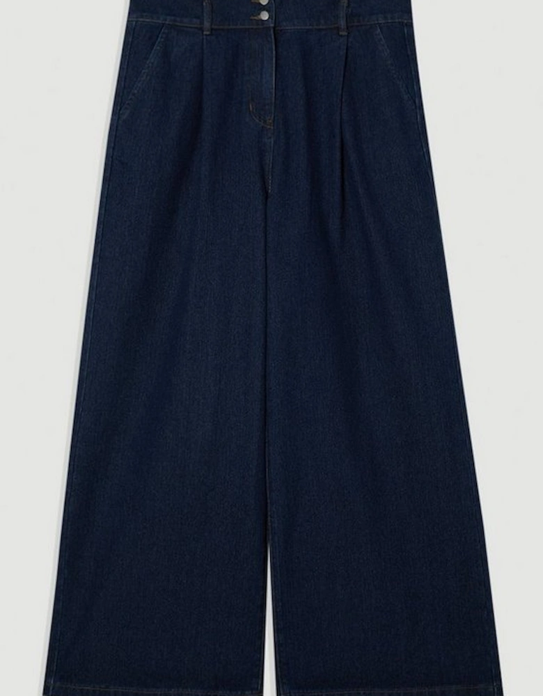 Plus Size Denim Wide Leg Trousers