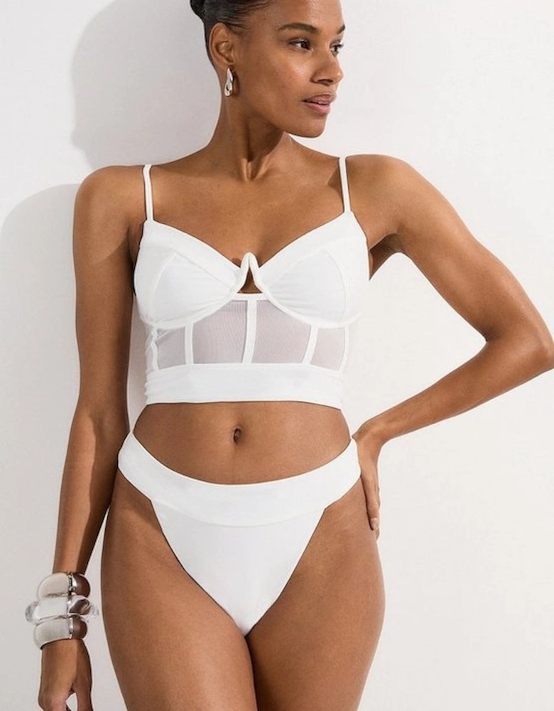 Panelled Mesh Cup Bikini Bottom