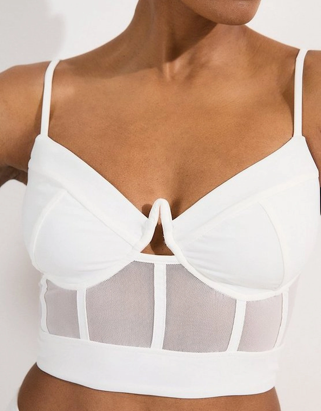 Panelled Mesh Cup Bikini Bottom