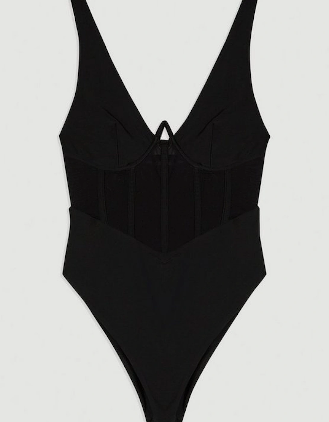 Panelled Mesh Cup Detail Swimsuit